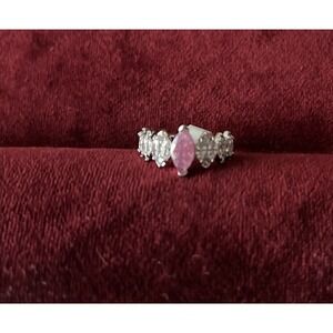 New Bomb Party Ring Happier Than Ever Pink Ice Crystal Rhodium Plated Size 8